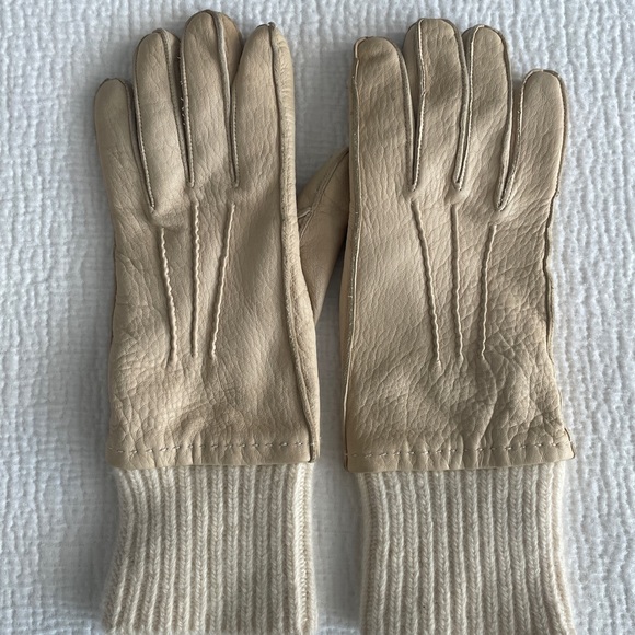 Cole Haan cream leather and cashmere gloves - Picture 1 of 6